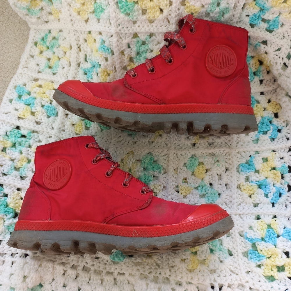 Palladium Women's Pampa Puddle Lite Red/Gray Waterproof Boots Size 9 US - Picture 6 of 17